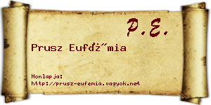Prusz Eufémia névjegykártya